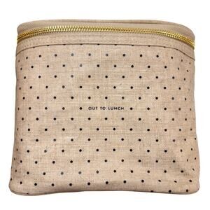 KATE SPADE Out To Lunch Handbag Beige Tone Polka Dots Insulated Lunch Tote Bag